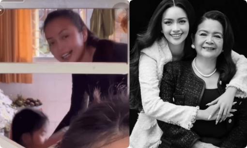 Hoa hậu Ngọc Châu xuất hiện sau tang lễ của mẹ ruột, thần thái gây chú ý