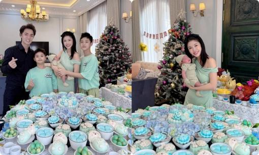 Vợ của Đăng Khôi khoe vóc dáng nhan sắc gây choáng trong đầy tháng con thứ 3