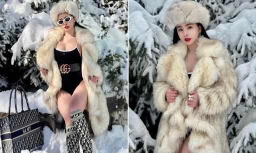 Hoa hậu Hạ My khoe vóc dáng cực phẩm giữa rừng tuyết