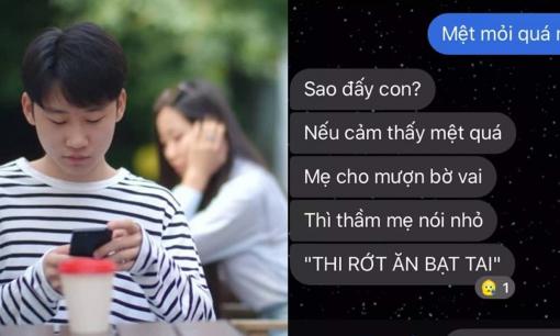 Nam sinh than thở với mẹ về việc ôn thi căng thẳng, ngay lập tức nhận được lời động viên cực gắt từ phụ huynh