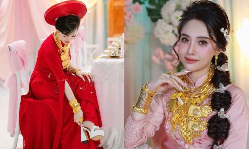Clip cô dâu xinh đẹp được nhà chồng tặng vàng đeo trĩu cổ 'gây sốt' mạng xã hội