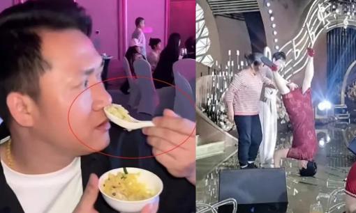 Chú rể và cô dâu 'đơ như tượng' khi thấy mẹ chú rể mặc váy trổ tài trồng cây chuối trước hàng trăm khách mời