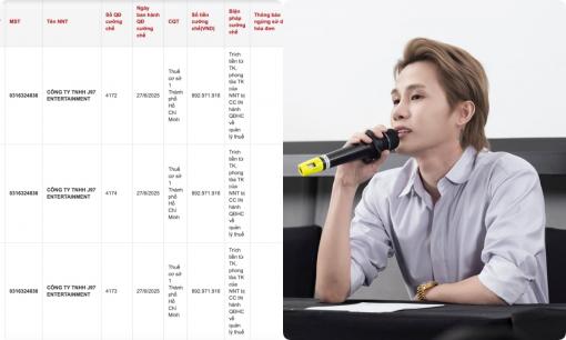 Công ty của Jack, Hà Anh Tuấn... cũng bị thông báo cưỡng chế nợ thuế 