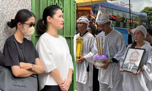 Tăng Thanh Hà trùm kín mặt đến dự tang lễ của bố diễn viên Quốc Cường