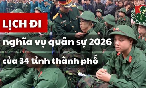 Nghĩa vụ quân sự 2026: Lịch chi tiết và mới nhất của 34 tỉnh thành