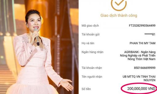 Sao Việt ủng hộ đồng bào Thái Nguyên vượt bão lũ: Trấn Thành chuyển 200 triệu; Mỹ Tâm chuyển 200 triệu đồng