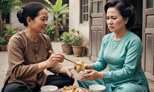 Gắp miếng thịt gà cho thông gia giàu có, người mẹ quê ngượng chín mặt vì thái độ
