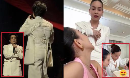 Sao Việt 25/10: Hà Anh Tuấn diện trang phục biểu diễn gây bão mạng; Hồ Ngọc Hà mặc váy xẻ sâu hoắm, phải lấy tay che vòng một