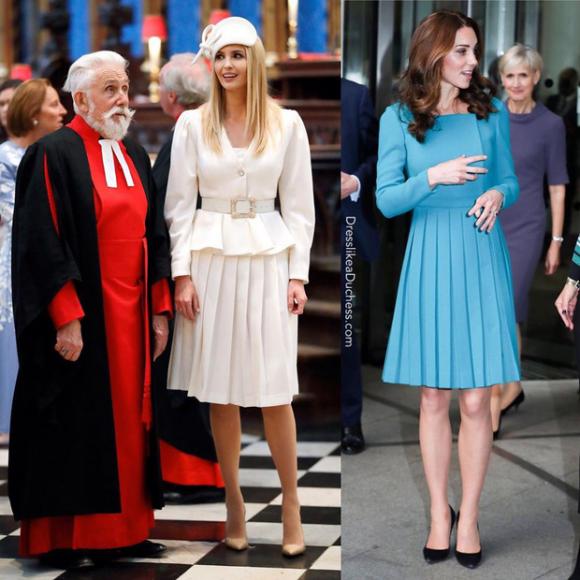 Hoàng gia Anh,style của Ivanka Trump,Ivanka Trump đụng hàng Kate Middleton,Kate Middleton,Ivanka Trump