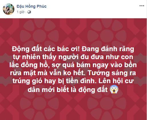 NTK Hà Duy, Đậu Hồng Phúc, sao Việt, động đất, rung lắc