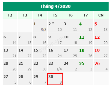 Lịch nghỉ tết 2020, Tết nguyên đán 2020, Tết dương lịch, Lịch nghỉ lễ 2020