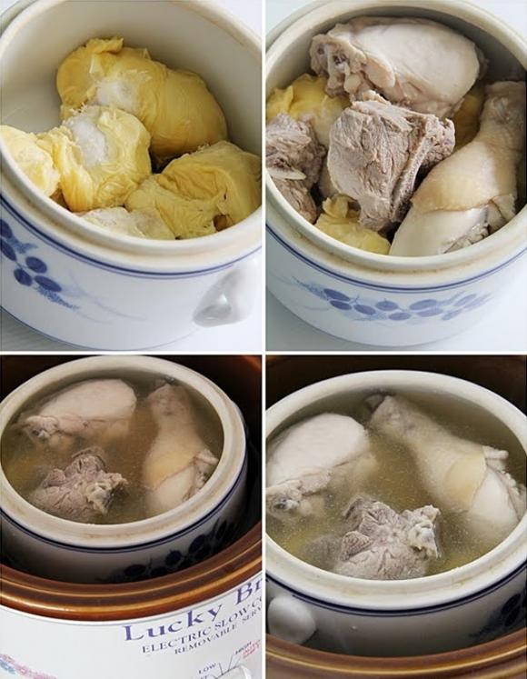 soup gà sầu riêng, món ngon mỗi ngày, cách chế biến soup gà sầu riêng
