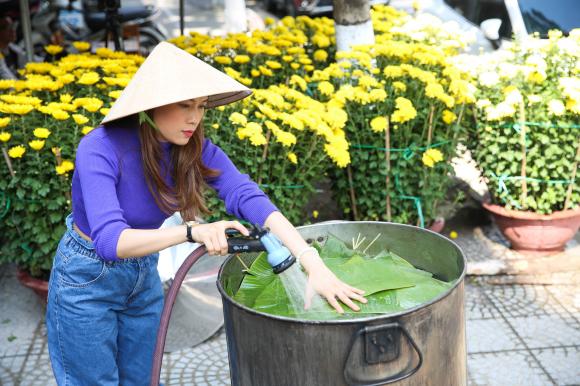 ca sĩ Mỹ Tâm, sao Việt, nấu bánh trưng