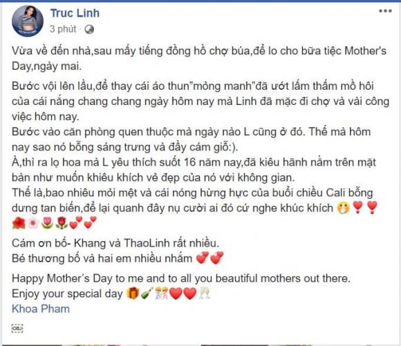 ngày của mẹ, Sao Việt, Nhã Phương, Mỹ Linh, Trà Ngọc Hằng