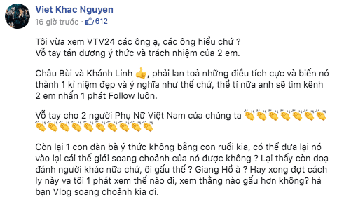 Trở lại facebook, Vũ Khắc Tiệp 'phục thù' Khắc Việt: 'Đàn bà mới lên mạng chửi người khác'