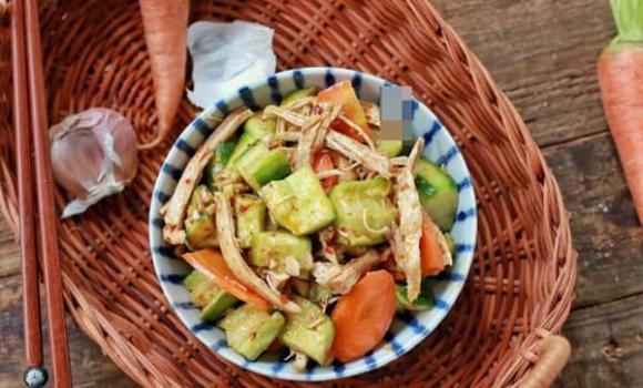 ức gà trộn dưa chuột, món ngon, món ăn ngày nắng
