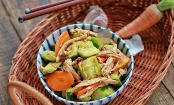 ức gà trộn dưa chuột, món ngon, món ăn ngày nắng
