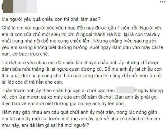 Mẹ bênh con 1 bạn gái, mẹ bạn trai, mẹ bênh con