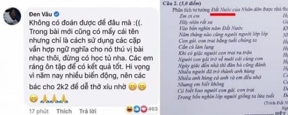 Đen Vâu, đề Ngữ Văn THPT Quốc gia, đề thi Ngữ Văn THPT 2020