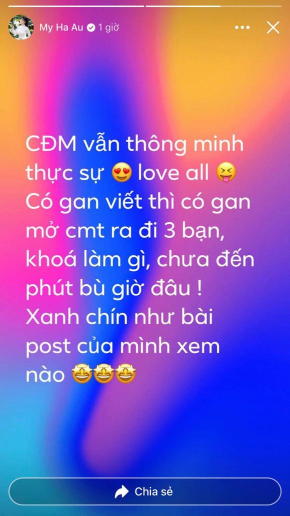 Dân mạng đang hóng thêm biến mới, Âu Hà My đã bất ngờ xóa và khóa bình luận trên Facebook