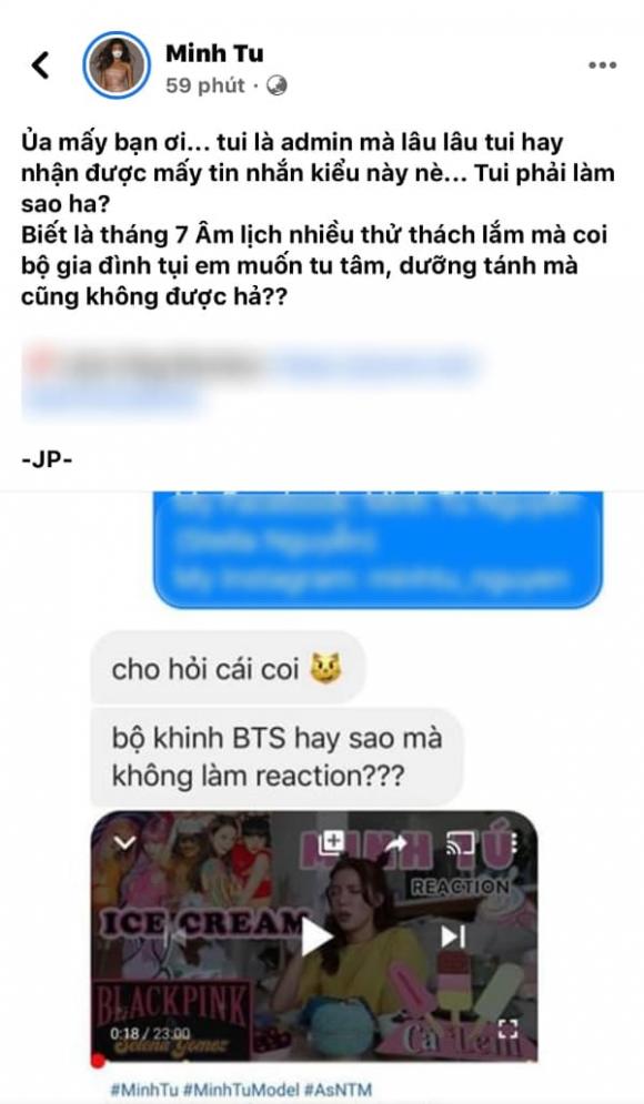 Minh Tú lên tiếng giải thích khi nhận được tin nhắn 'dằn mặt' từ fans BTS