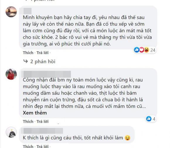 Dân mạng tranh cãi chuyện cô gái bị người yêu mắng vì nấu toàn đồ luộc khi ra mắt bố mẹ chồng tương lai