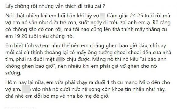 trêu ghẹo trai, chồng không ghen, chuyện vợ con