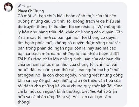 Bị chỉ trích khi viết thơ tình tặng bạn gái doanh nhân, nghệ sĩ Chí Trung đáp trả, tiện thể nói về chuyện kết hôn lần 2