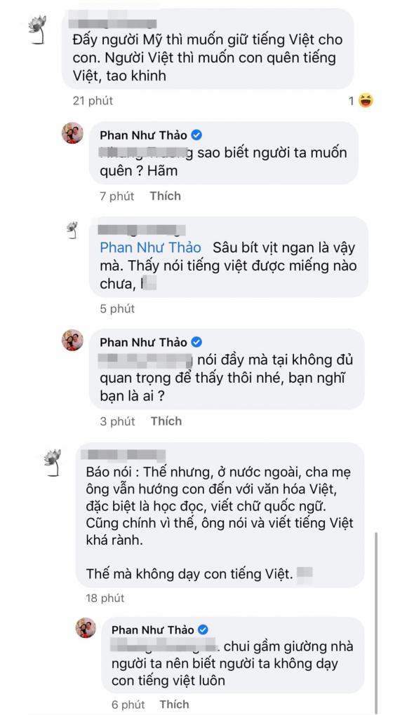 Phan Như Thảo bức xúc đáp trả khi bị chỉ trích không dạy tiếng Việt cho con gái