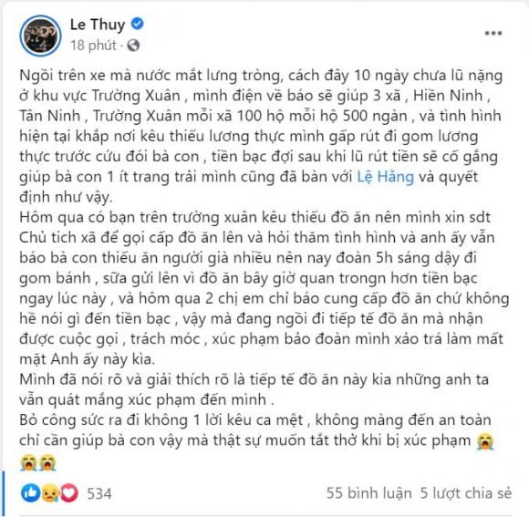 Lê Thúy, người mẫu Lê Thúy, sao Việt từ thiện