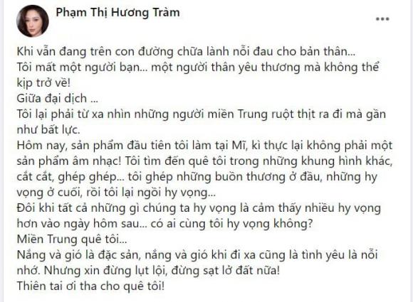 Hương Tràm, miền Trung bão lũ, sao Việt