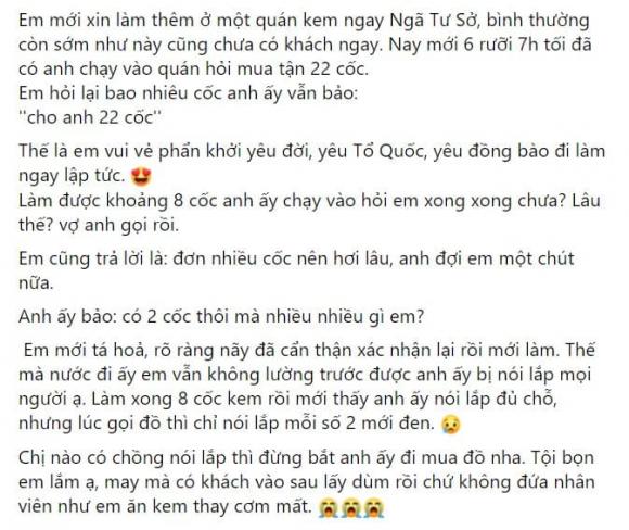 đi mua kem, nhân viên bán hàng, sự cố bán hàng