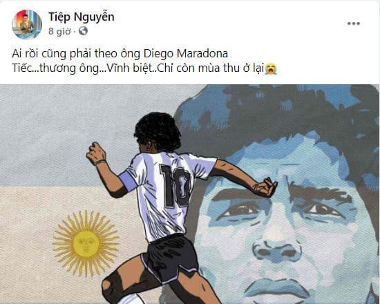Sao Việt chia buồn khi 'huyền thoại bóng đá' Maradona qua đời ở tuổi 60