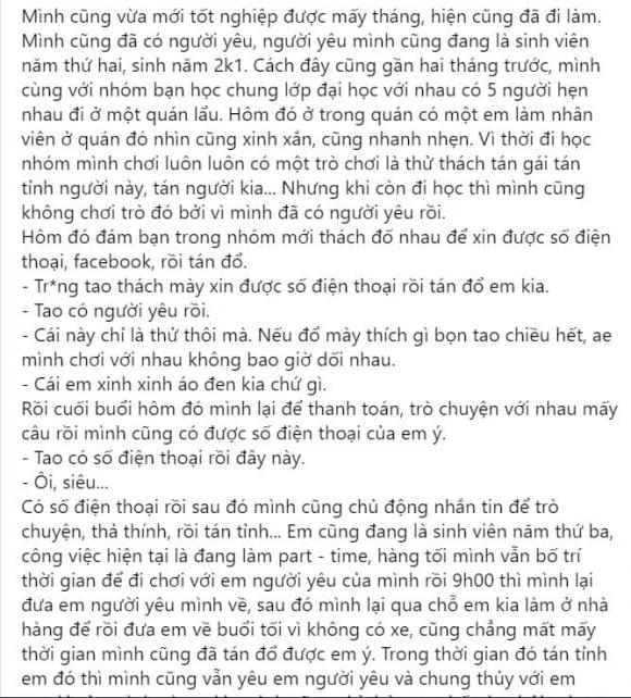 yêu cả hai cô gái, tán gái, tán gái vì thách thức