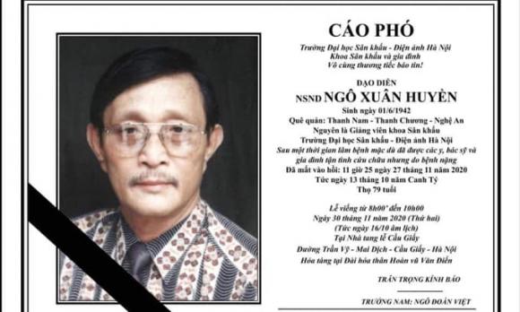 Trang Trần, NSND Ngô Xuân Huyền, NSND Ngô Xuân Huyền qua đời