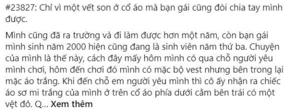 vết son trên cổ áo, chia tay, thanh niên 