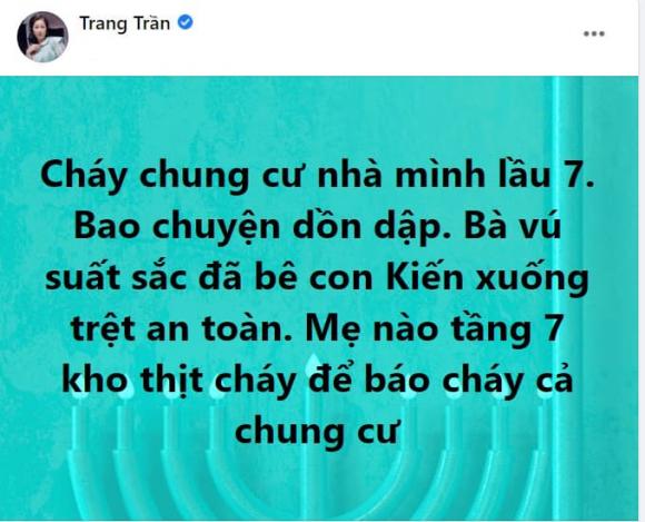 Trang Trần, chung cư cháy, sao Việt