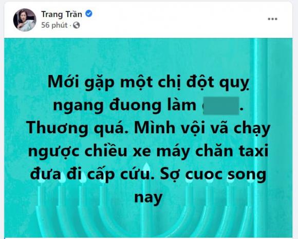 Trang Trần, đột quỵ, Trang Trần giúp người, sao Việt