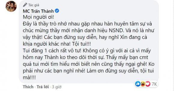 Trấn Thành, NSND Việt Anh, Cát Phượng, cà khịa, 