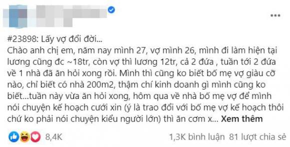 lấy vợ giàu, nhờ nhà vợ, thanh niên
