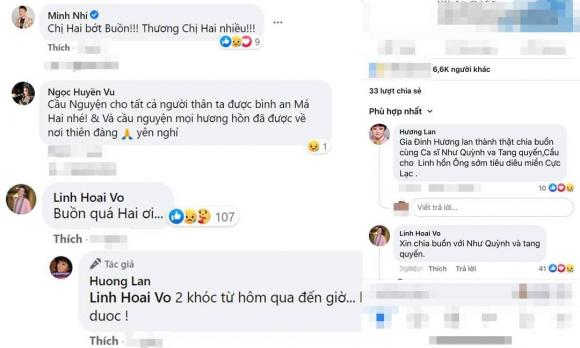 NSƯT Hoài Linh, Hương Lan, Minh Nhí, Như Quỳnh, qua đời, 