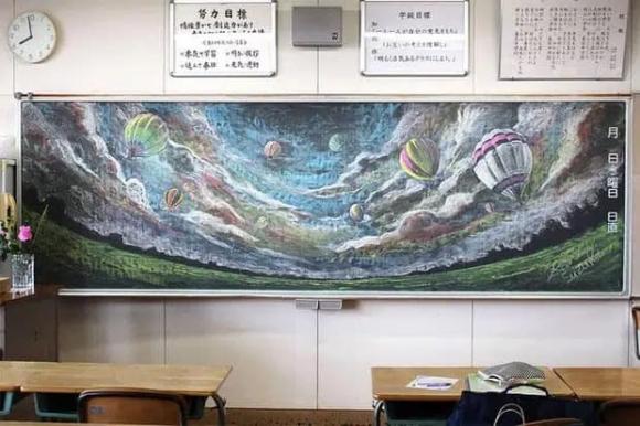 học sinh, Nhật Bản, hội hoạ, vẽ bảng 