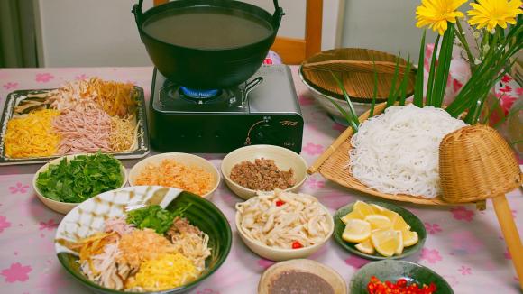 bún thang, công thức nấu bún thang, cách làm bún thang