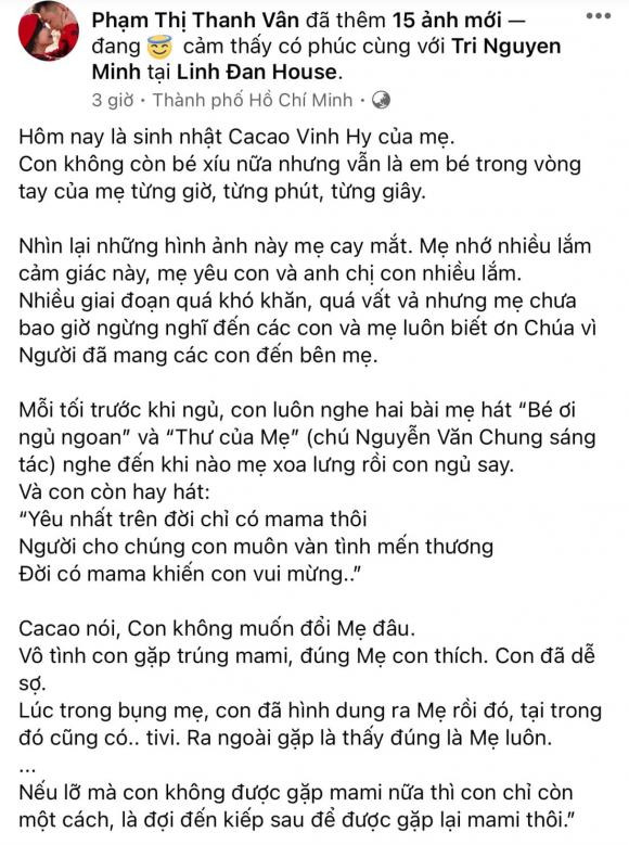 Ốc Thanh Vân, con trai út, Cacao, Vinh Hy, sao Việt