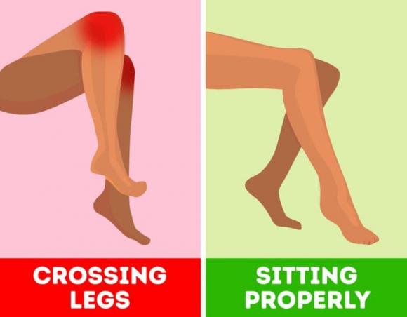 ngồi vắt chéo chân, tác hại của việc ngồi vắt chéo chân, sức khỏe 