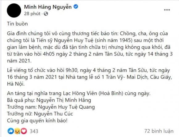 NSND Minh Hằng, chồng NSND Minh Hằng, sao Việt