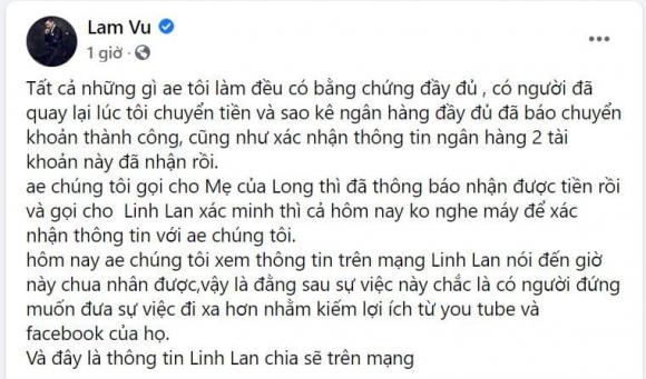 Linh Lan, Vân Quang Long, Nam ca sĩ, Qua đời, Lâm Vũ, Tiền quyên góp, 