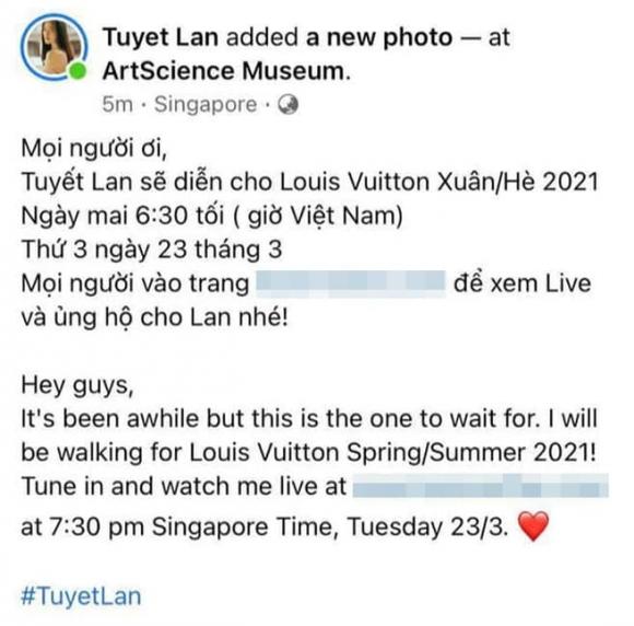 Người mẫu tuyết lan,á quân vietnam's next top,Louis Vuitton