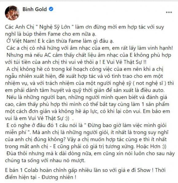 Bình Gold, sao Việt, Sơn Tùng M-TP