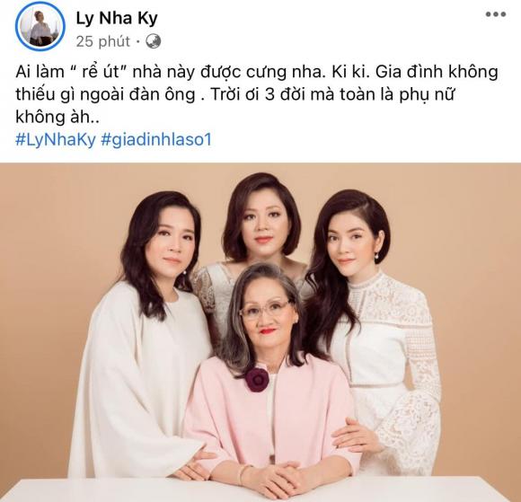 Lý Nhã Kỳ khoe ảnh gia đình, gia đình 3 thế hệ của Lý Nhã Kỳ, gia đình sao Việt